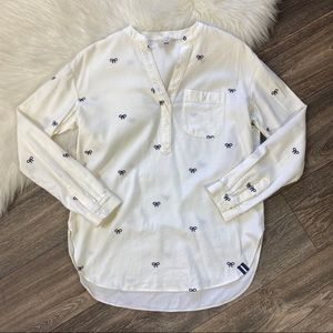 Court & Rowe White Embroidered Bow Blouse